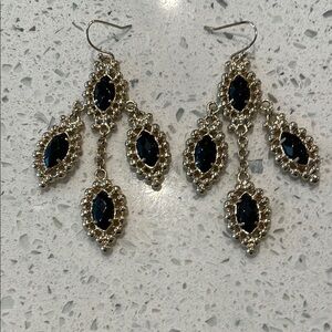 Elegant Gold and Black Dangle Earrings